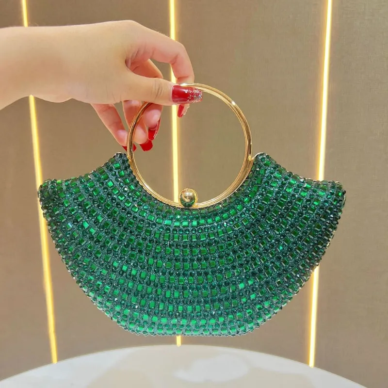 Crystal Encrusted Fan Shaped Clutch image 3