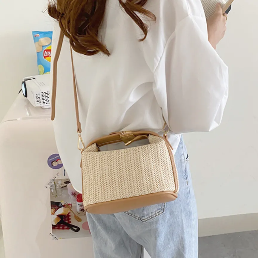 Straw Woven Summer Mini Shoulder Messenger Bag image 5