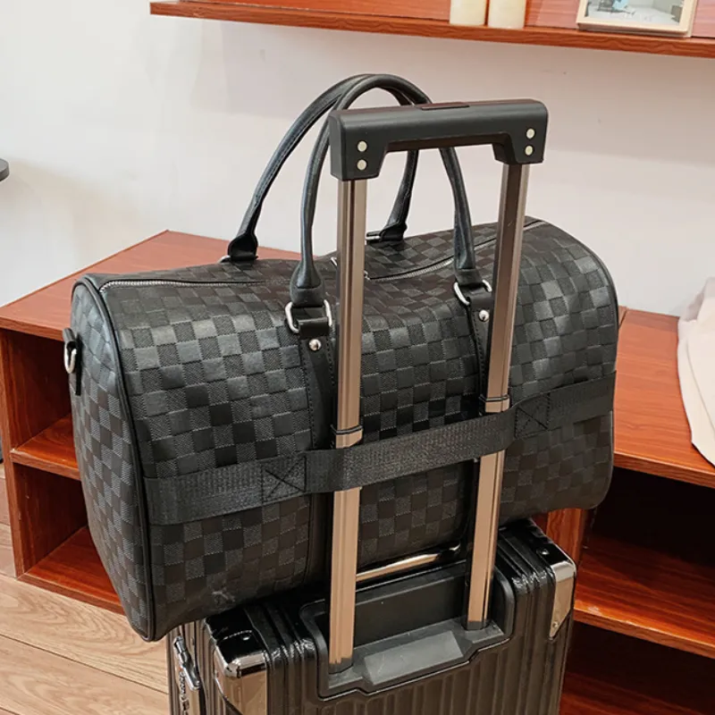 Plaid Embossed PU Leather Sports Travel Bag image 5