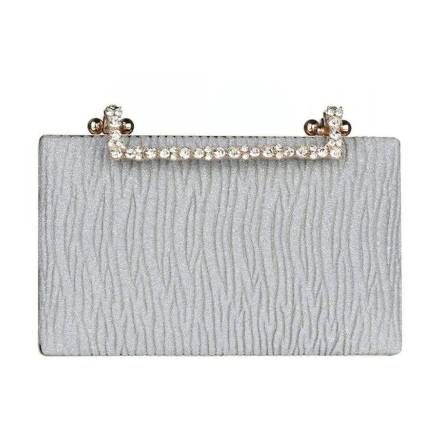 Pleated Diamond Oxford Cloth Evening Clutch image 2