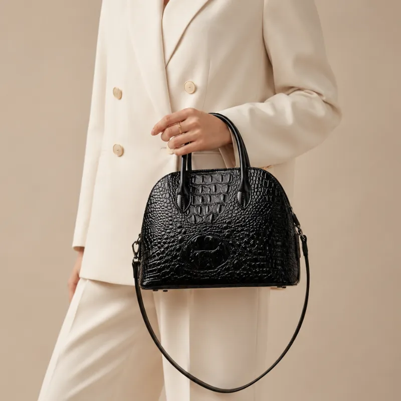 Crocodile Gloss Classic Handbag image 5