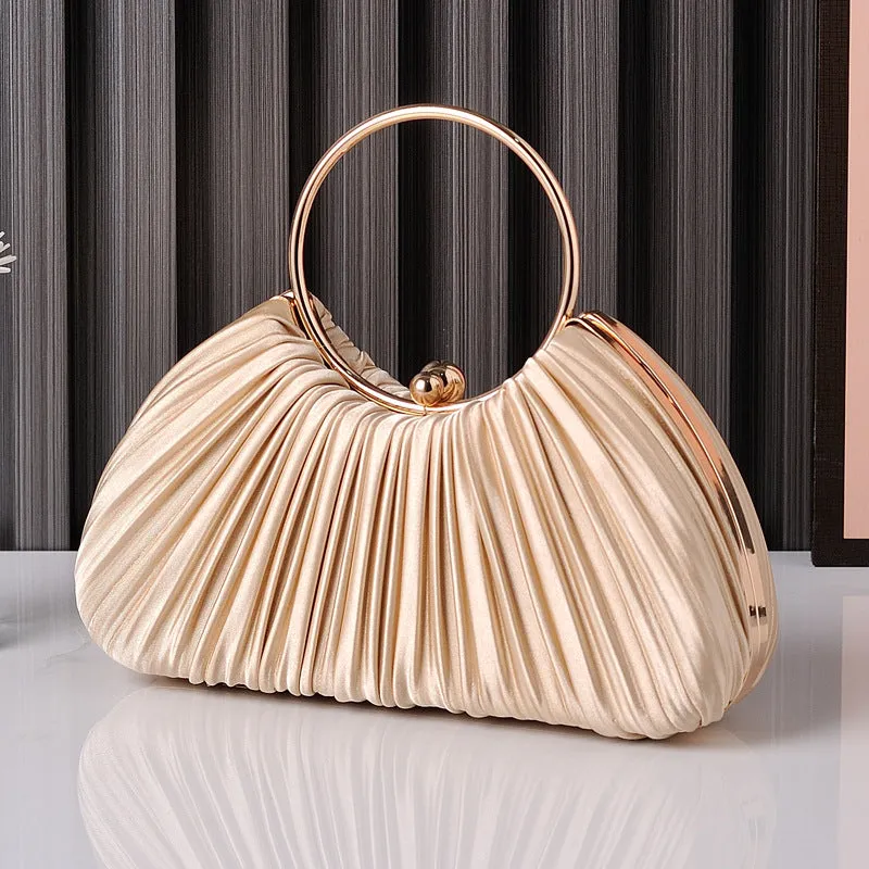 Ruched Ring Handle Clutch For Women image 4
