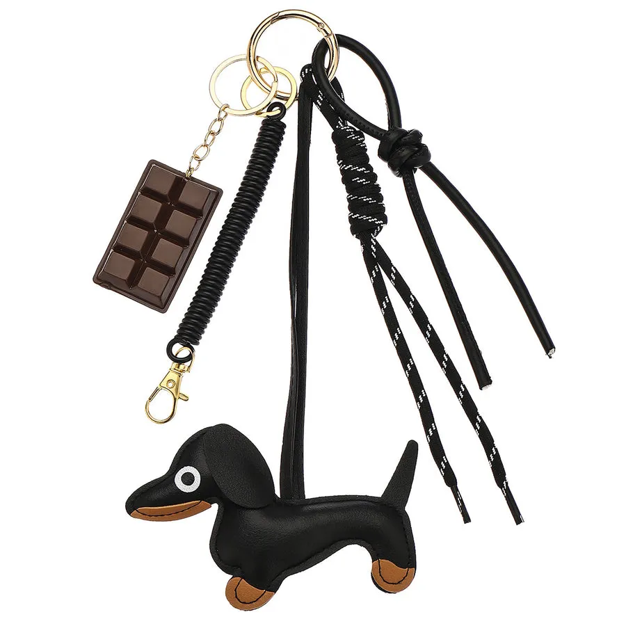 Leather Dachshund Puppy Bag Charm