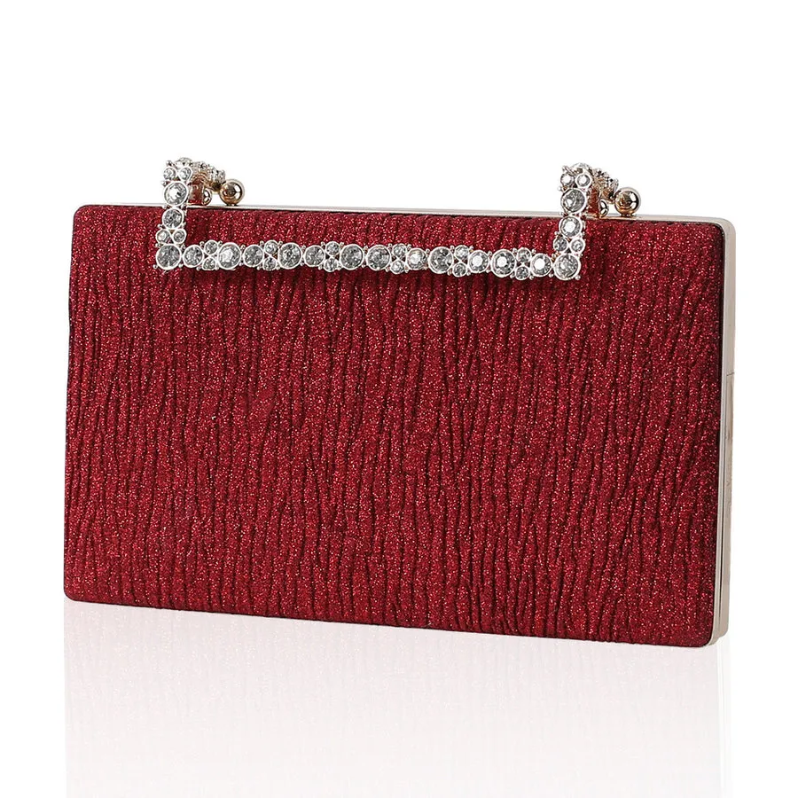 Pleated Diamond Oxford Cloth Evening Clutch image 4