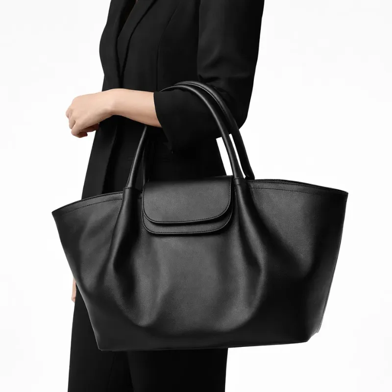 Pleat Style Genuine Leather Shoulder Bag image 5