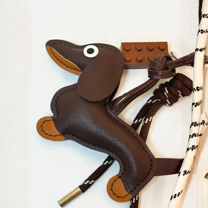 Leather Dachshund Puppy Bag Charm image 4