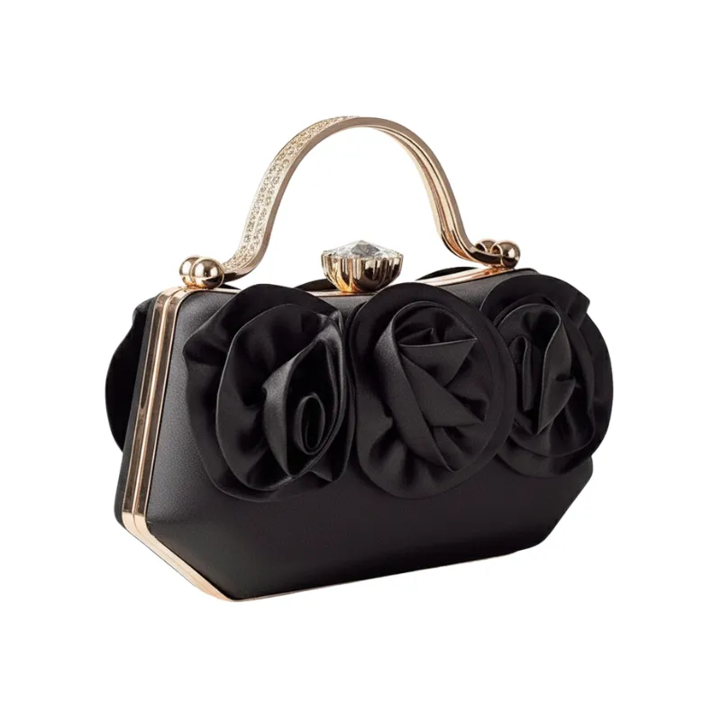 Rose Bloom Satin Top-Handle Clutch image 4