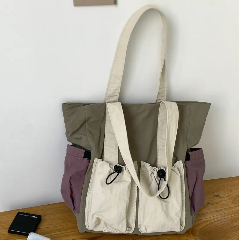Color Block Multi Pocket Tote Bag image 3