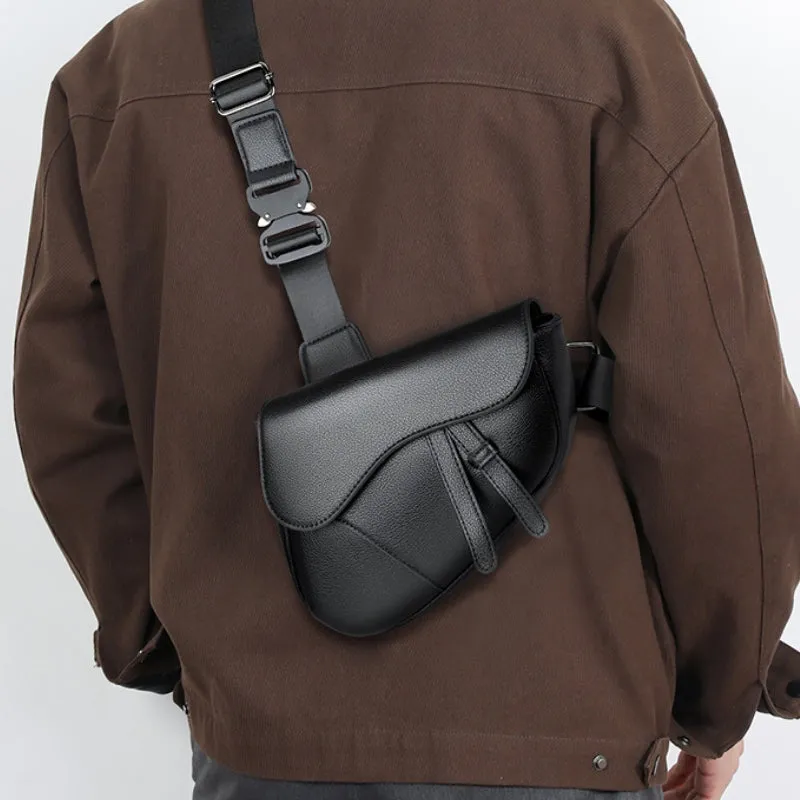 Soft Curve Textured Men's Crossbody saddle Bag image 4