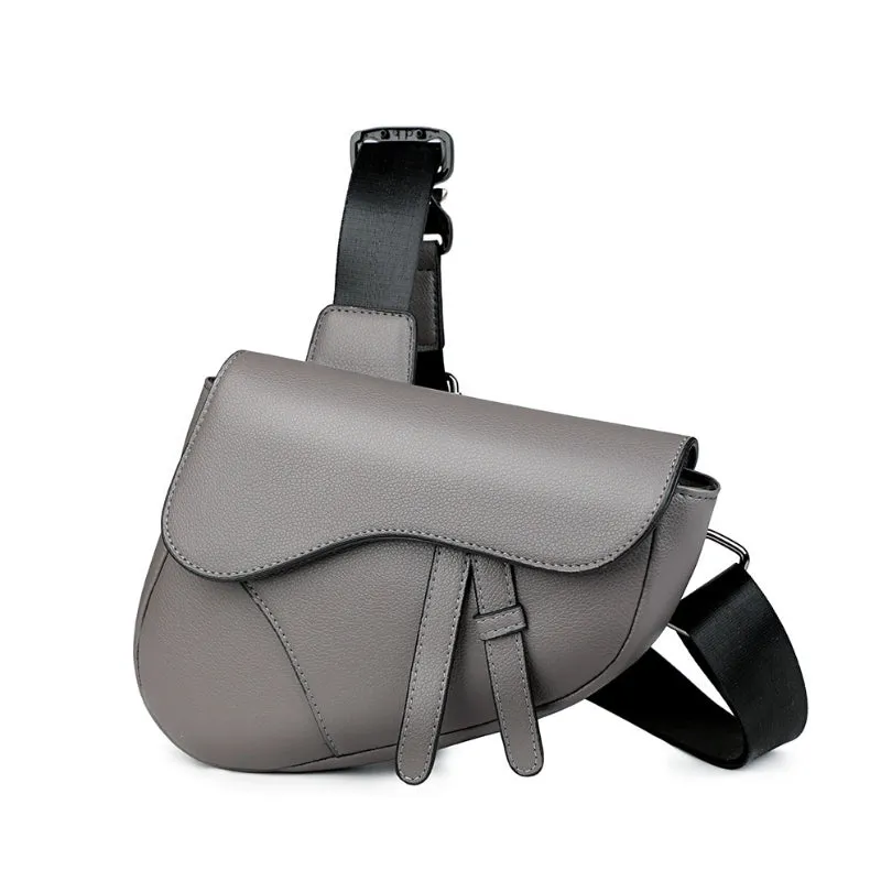Soft Curve Textured Men's Crossbody saddle Bag