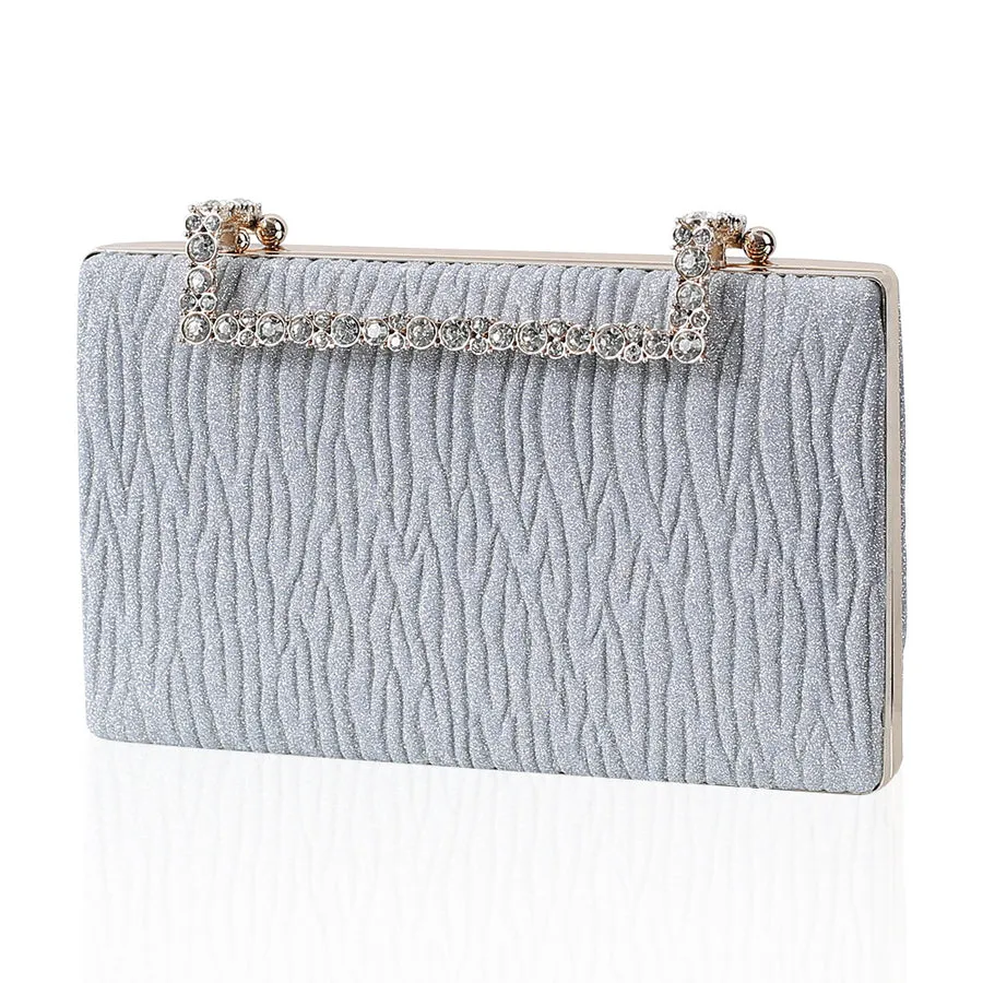 Pleated Diamond Oxford Cloth Evening Clutch image 3