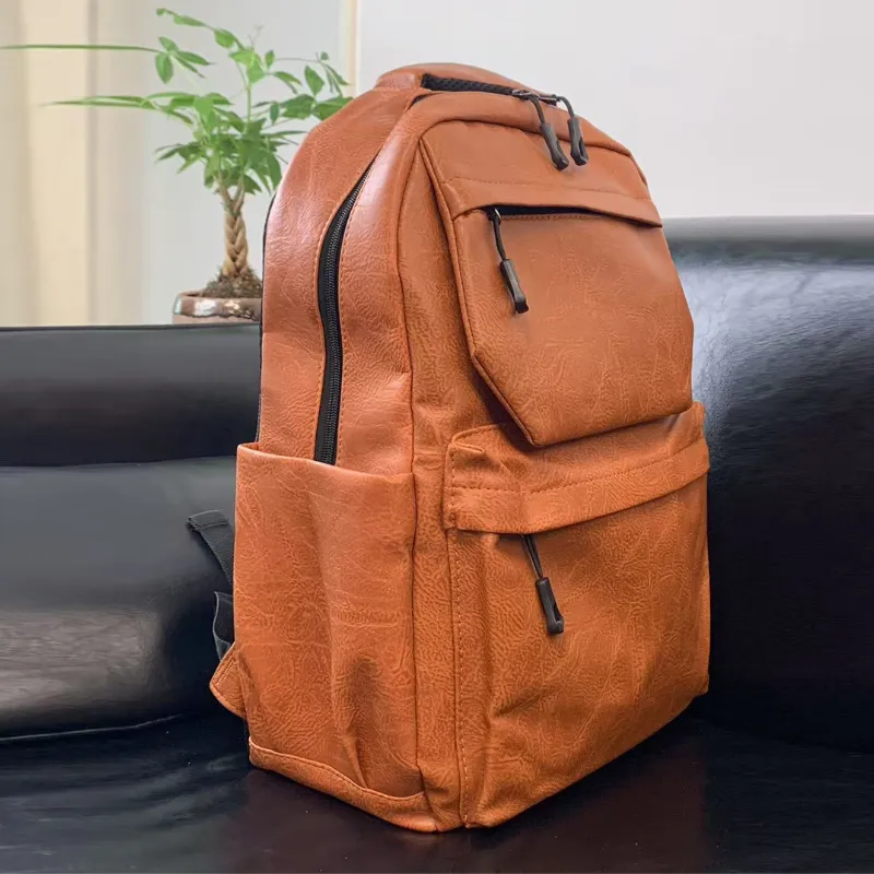 Style PU Leather Fashion Mens Backpack image 3