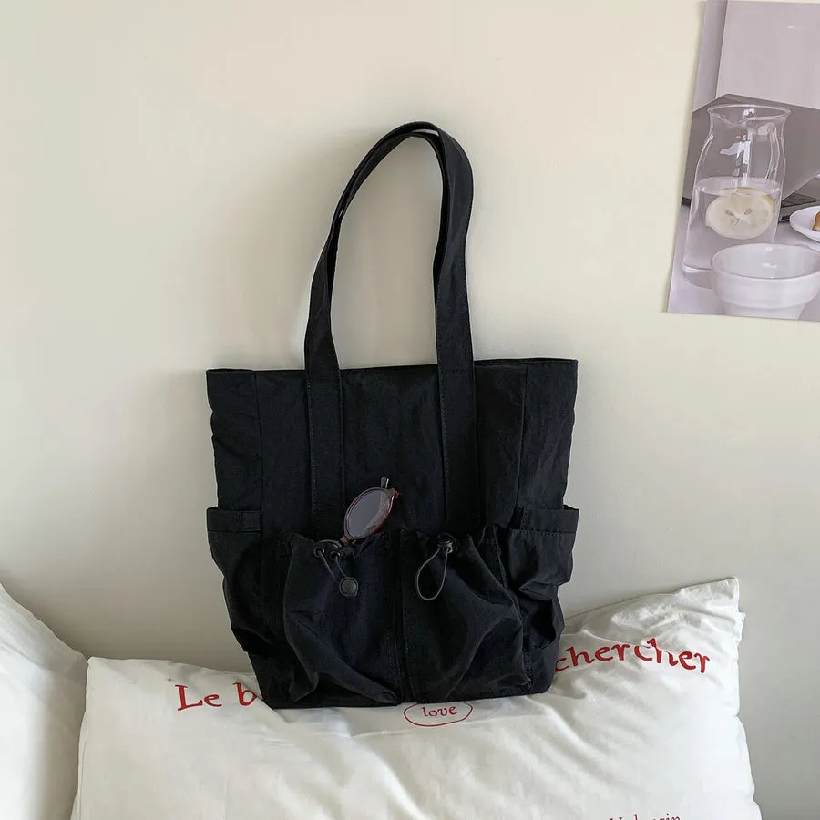 Color Block Multi Pocket Tote Bag