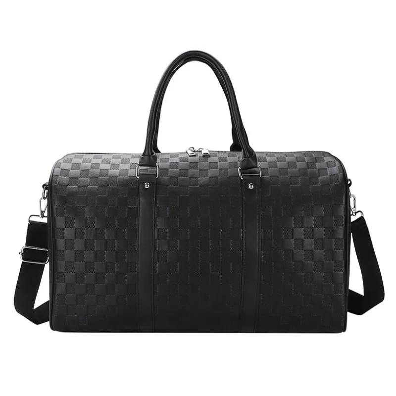 Plaid Embossed PU Leather Sports Travel Bag image 2