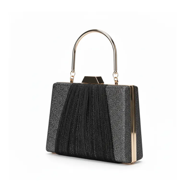Glitter Drape Pleat Evening Clutch Bag image 3