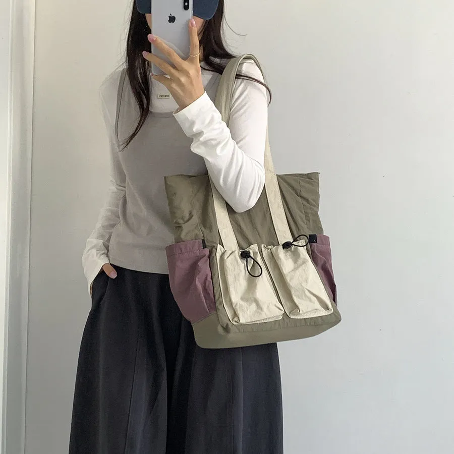 Color Block Multi Pocket Tote Bag image 5