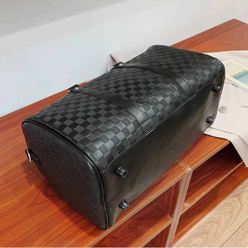 Plaid Embossed PU Leather Sports Travel Bag image 4