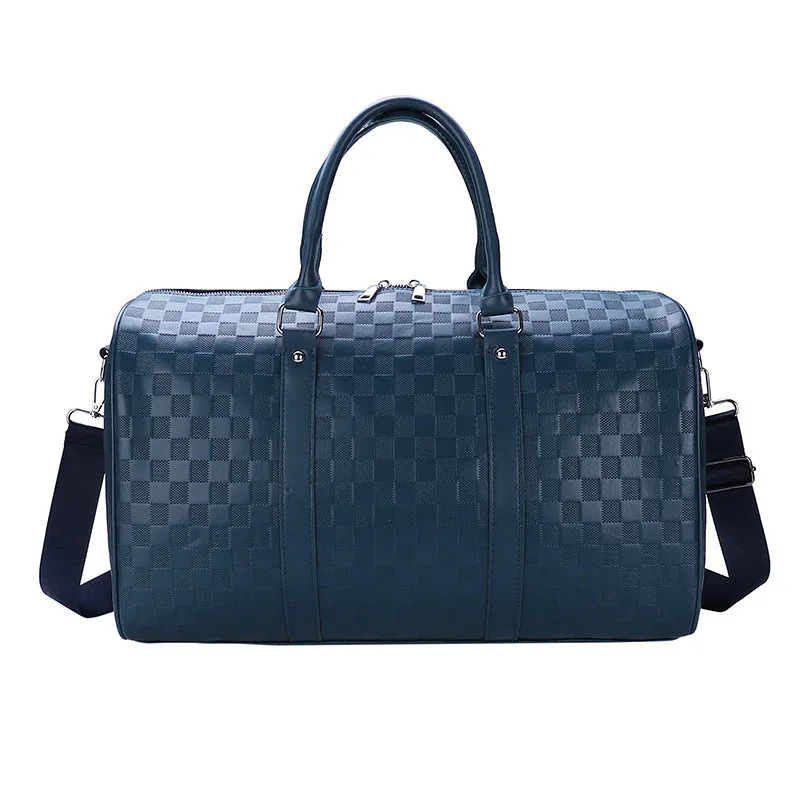 Plaid Embossed PU Leather Sports Travel Bag