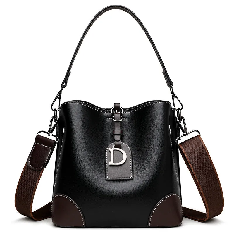 Retro Color-Block Women’s Bucket Bag