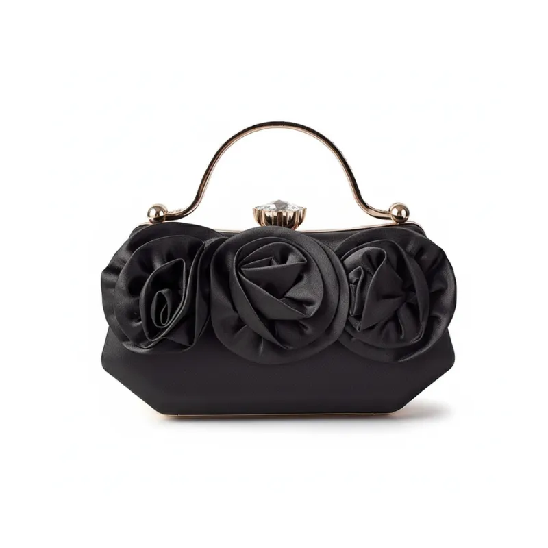 Rose Bloom Satin Top-Handle Clutch image 2